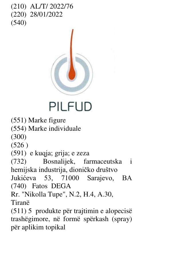 Zëri i markës PILFUD në buletin