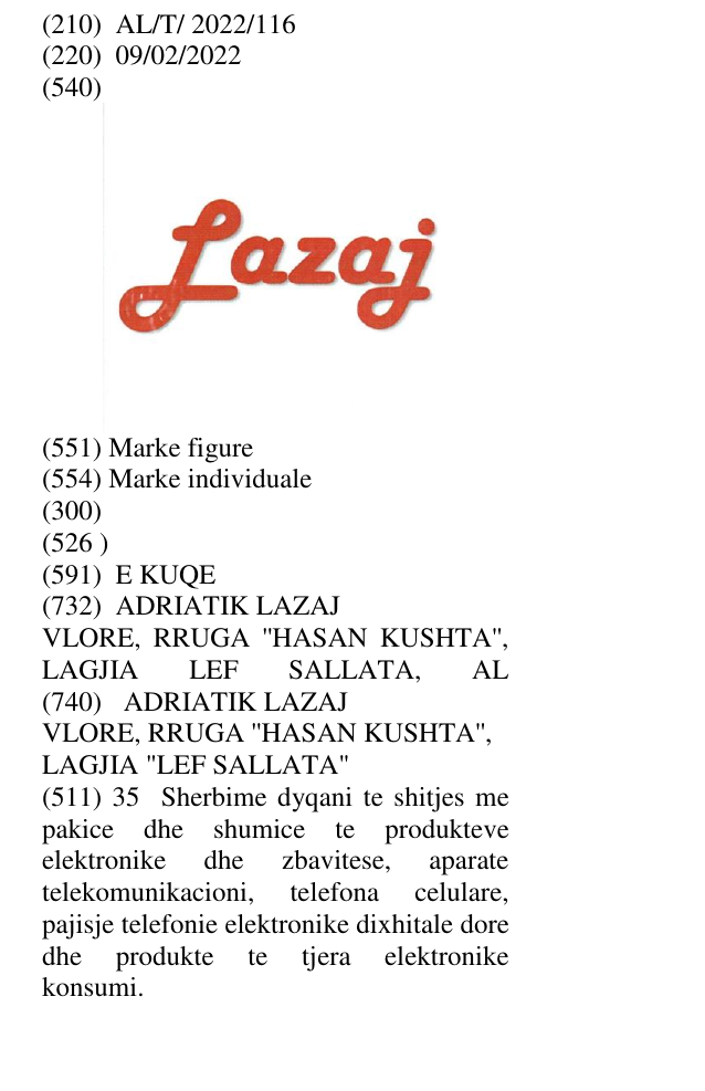 Zëri i markës LAZAJ në buletin
