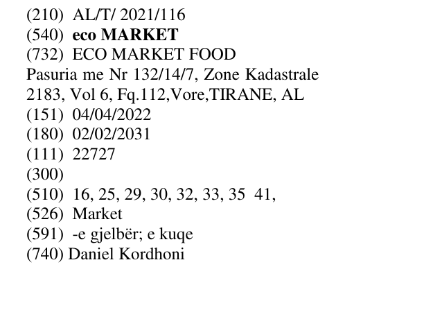 Zëri i markës eco MARKET në buletin