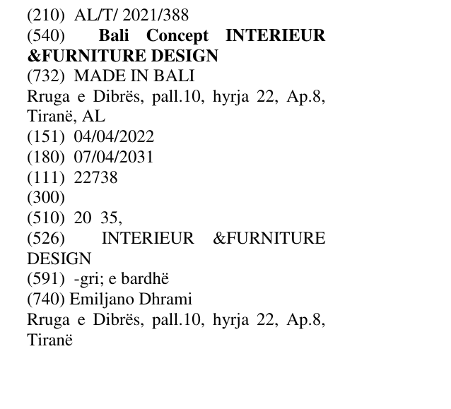 Zëri i markës Bali Concept INTERIEUR &FURNITURE DESIGN në buletin