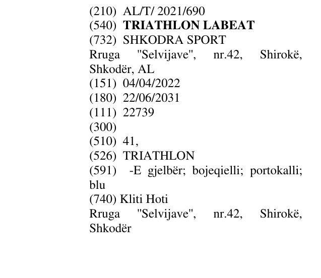 Zëri i markës TRIATHLON LABEAT në buletin