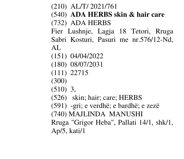 Zëri i markës ADA HERBS skin & hair care në buletin