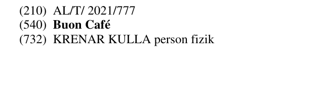 Zëri i markës Buon Café në buletin