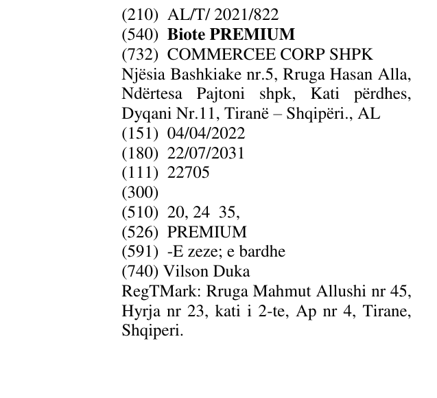 Zëri i markës Biote PREMIUM në buletin