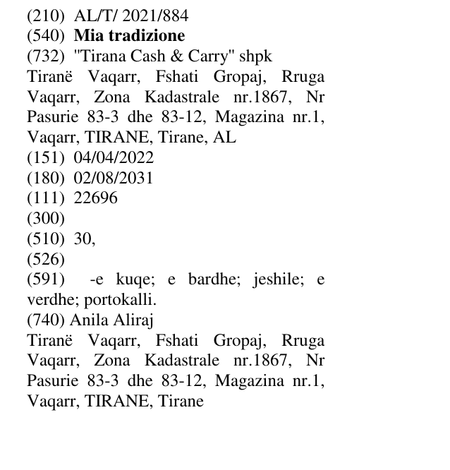Zëri i markës Mia tradizione në buletin