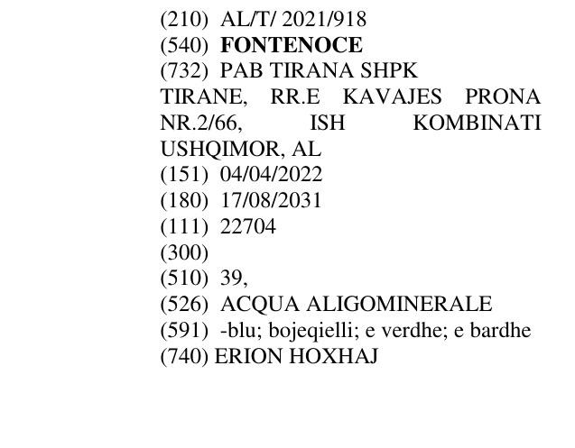 Zëri i markës FONTENOCE në buletin