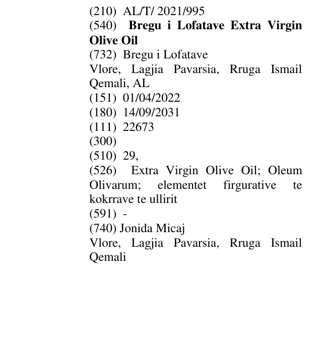 Zëri i markës Bregu i Lofatave Extra Virgin Olive Oil në buletin