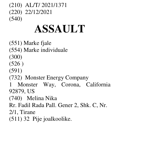 Zëri i markës ASSAULT në buletin