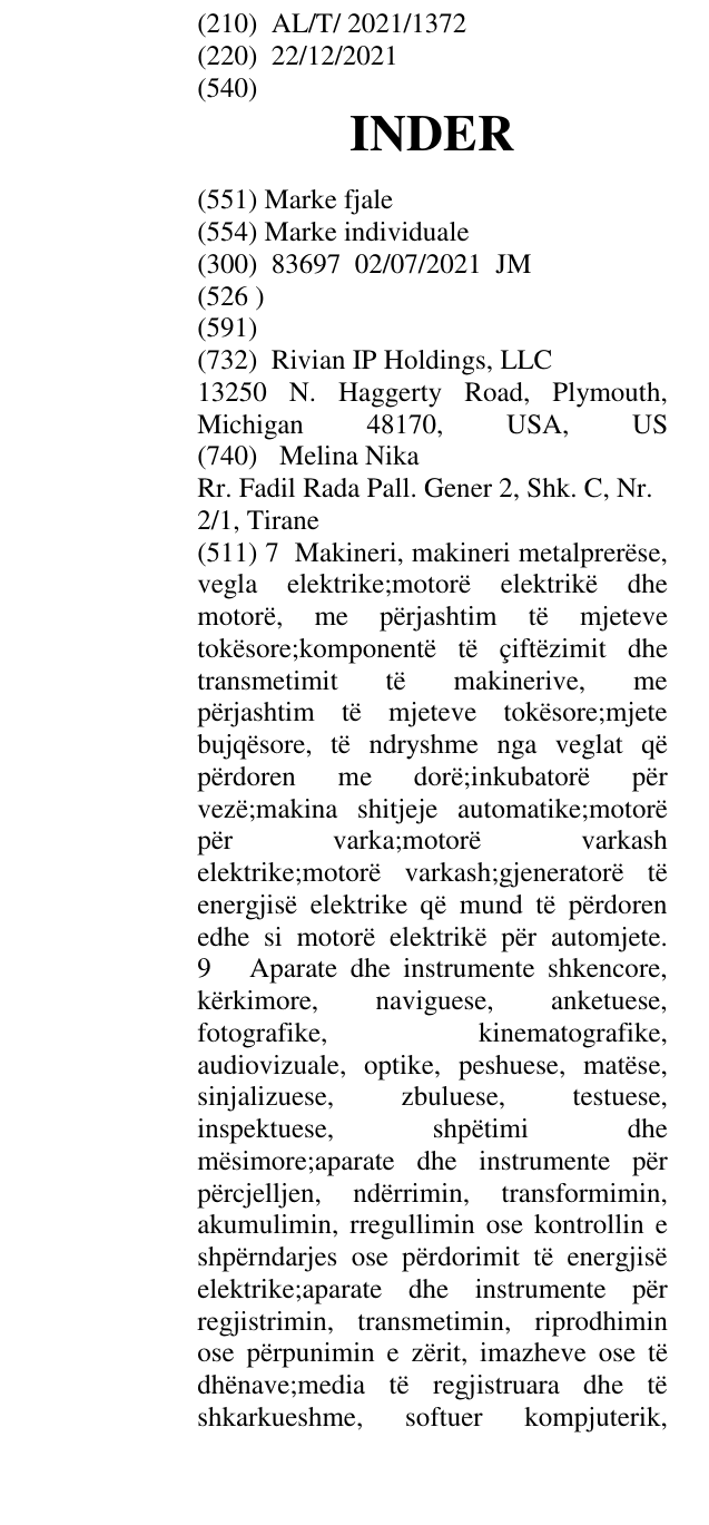 Zëri i markës INDER në buletin