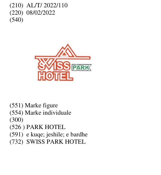 Zëri i markës PARK HOTEL në buletin