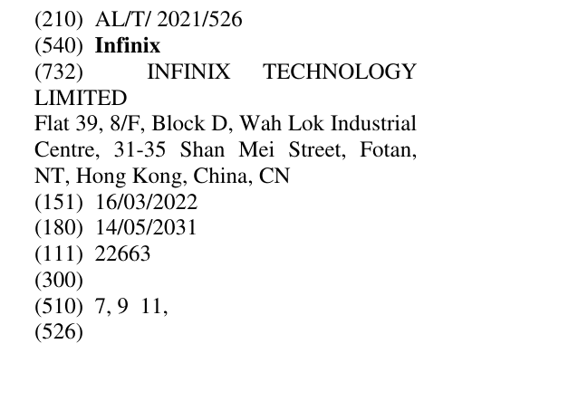 Zëri i markës Infinix në buletin