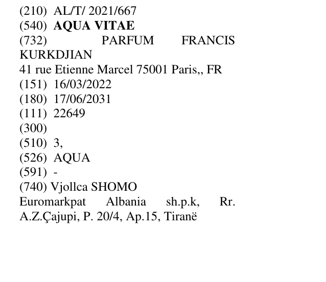 Zëri i markës AQUA VITAE në buletin