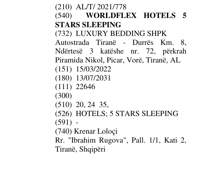 Zëri i markës WORLDFLEX HOTELS 5 STARS SLEEPING në buletin