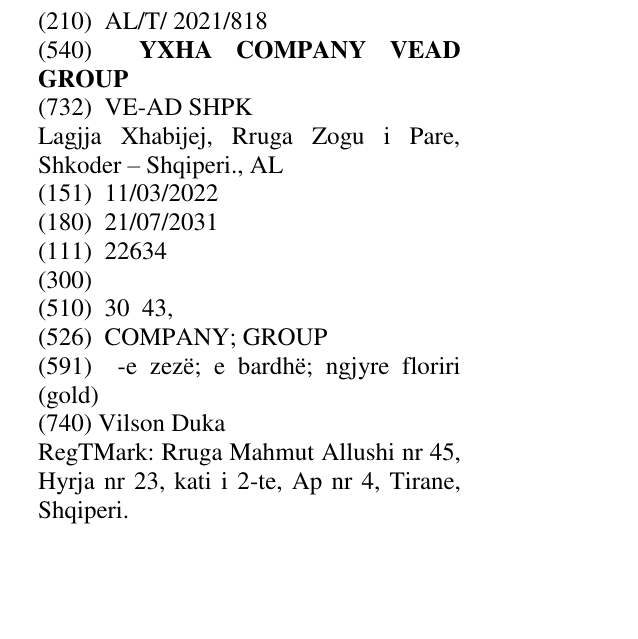 Zëri i markës YXHA COMPANY VEAD GROUP në buletin