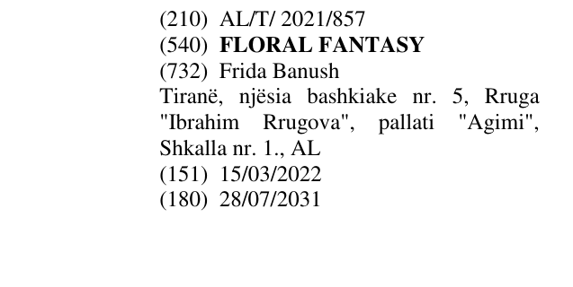 Zëri i markës FLORAL FANTASY në buletin