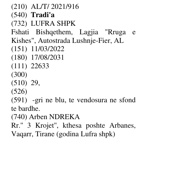 Zëri i markës Tradi'a në buletin