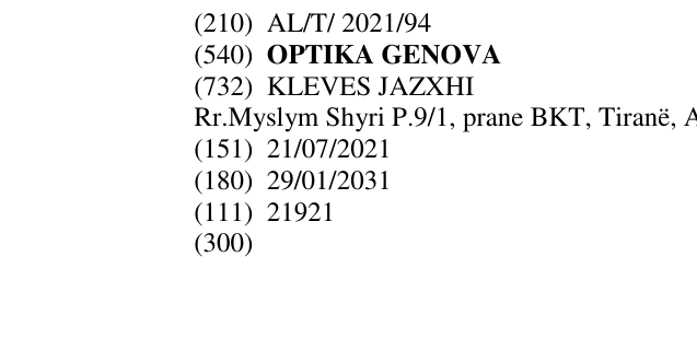 Zëri i markës OPTIKA GENOVA në buletin