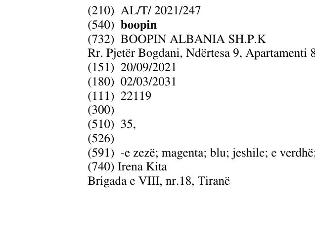 Zëri i markës boopin në buletin