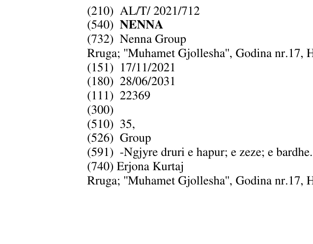 Zëri i markës NENNA në buletin