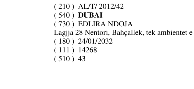 Zëri i markës DUBAI në buletin