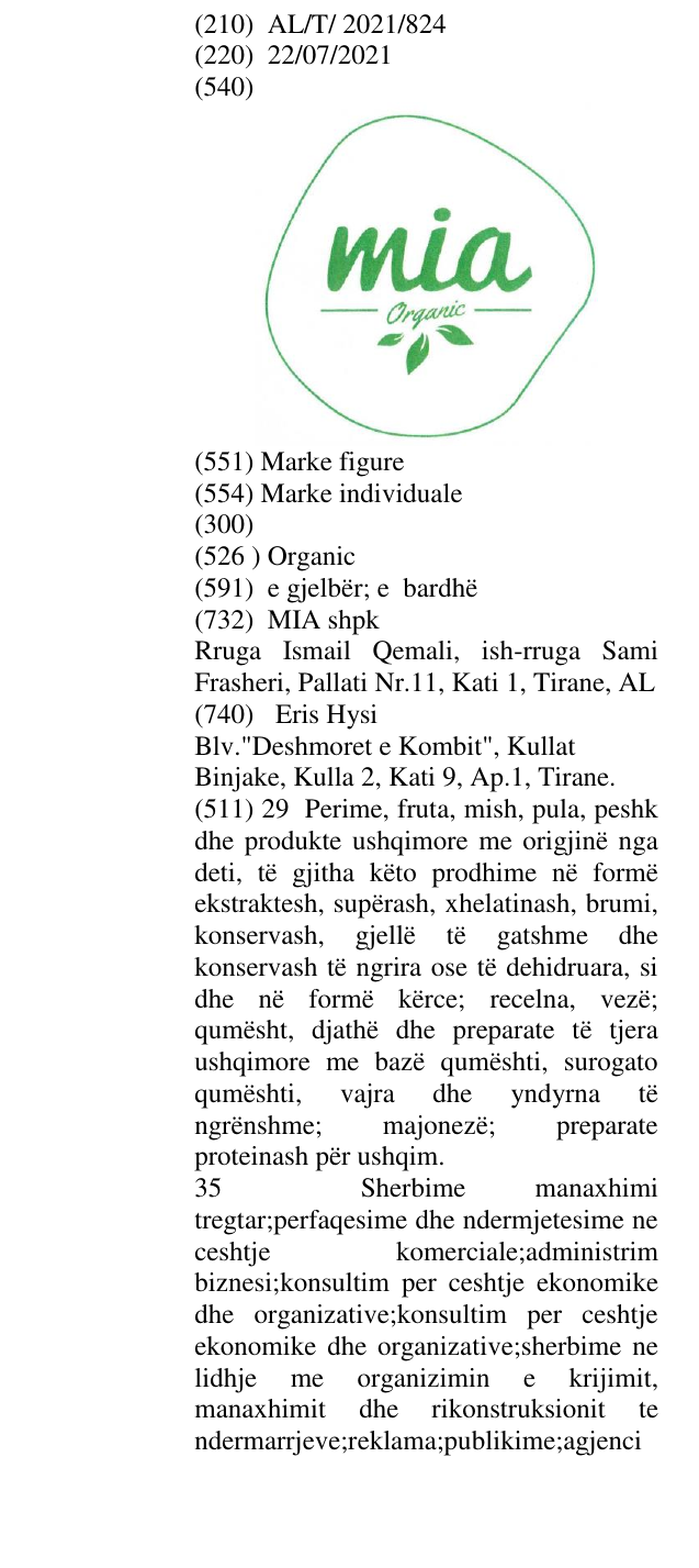 Zëri i markës Organic në buletin