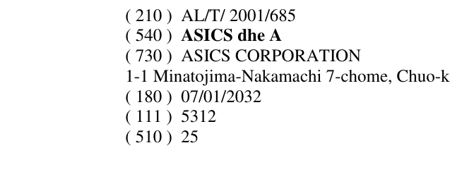 Zëri i markës ASICS dhe A në buletin