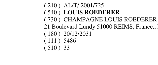 Zëri i markës LOUIS ROEDERER në buletin