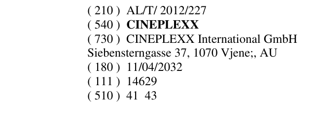Zëri i markës CINEPLEXX në buletin
