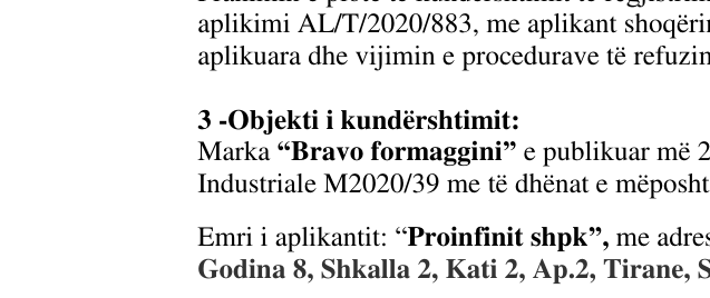 Zëri i markës Bravo burro në buletin