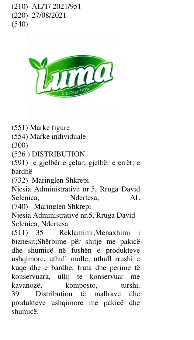 Zëri i markës DISTRIBUTION në buletin