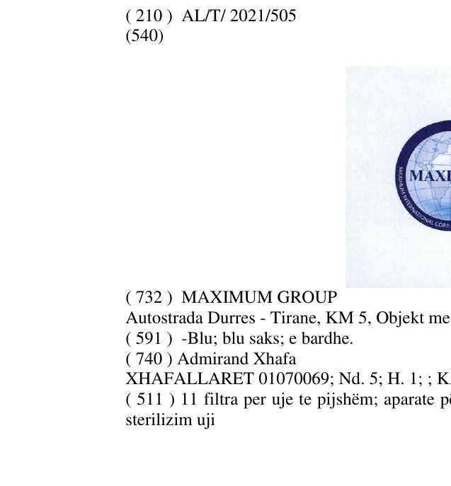 Zëri i markës MAXIMUM INTERNATIONAL CORP.-TORONTO-ONTARIO-CANADA në buletin