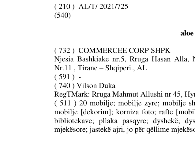 Zëri i markës aloe vera në buletin