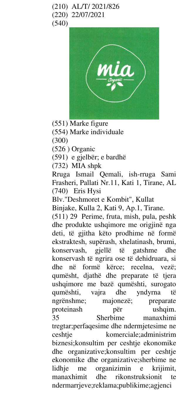 Zëri i markës Organic në buletin
