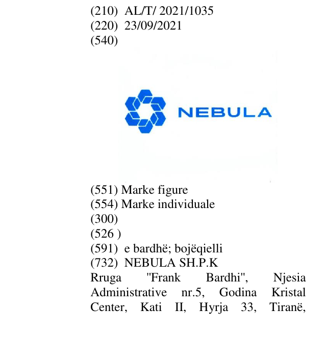 Zëri i markës NEBULA në buletin