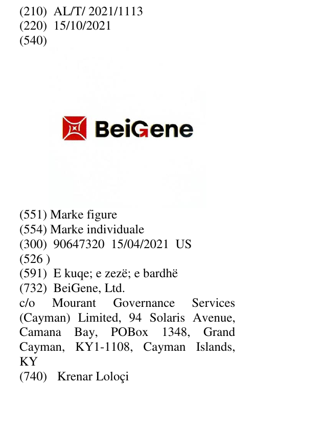 Zëri i markës BeiGene në buletin