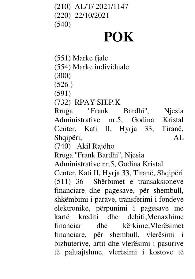 Zëri i markës POK në buletin