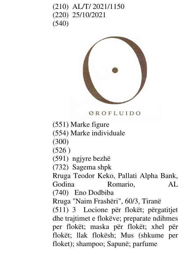Zëri i markës orofluido në buletin
