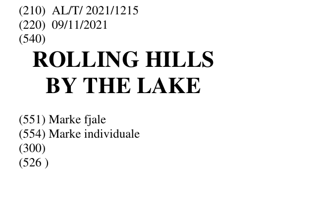 Zëri i markës ROLLING HILLS BY THE LAKE në buletin