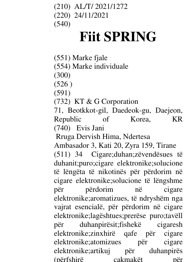 Zëri i markës Fiit SPRING në buletin