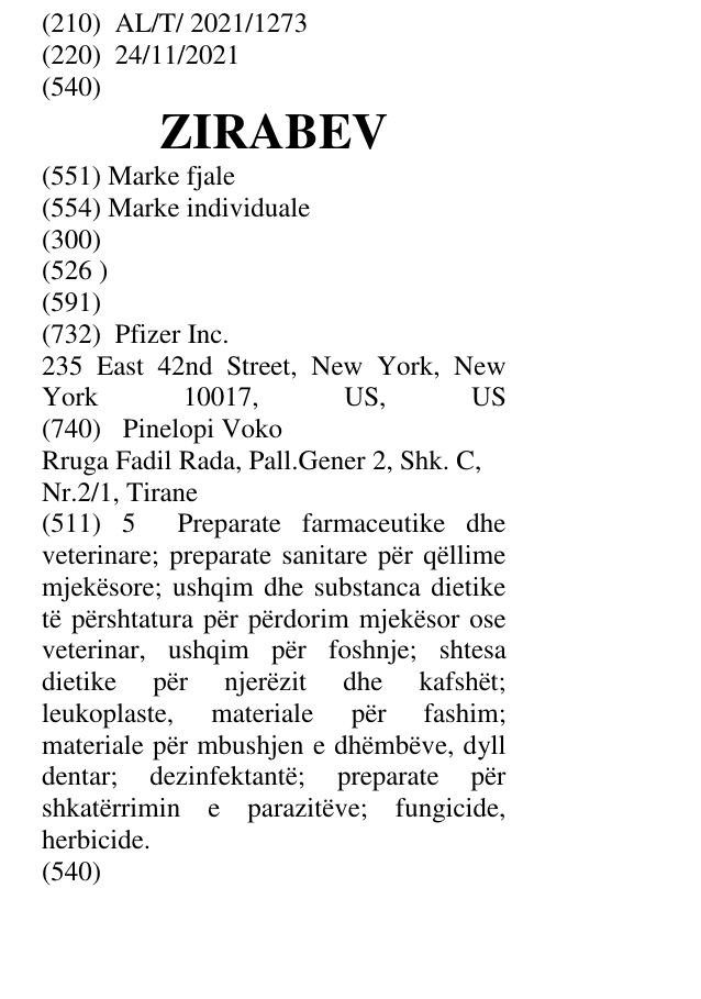 Zëri i markës ZIRABEV në buletin