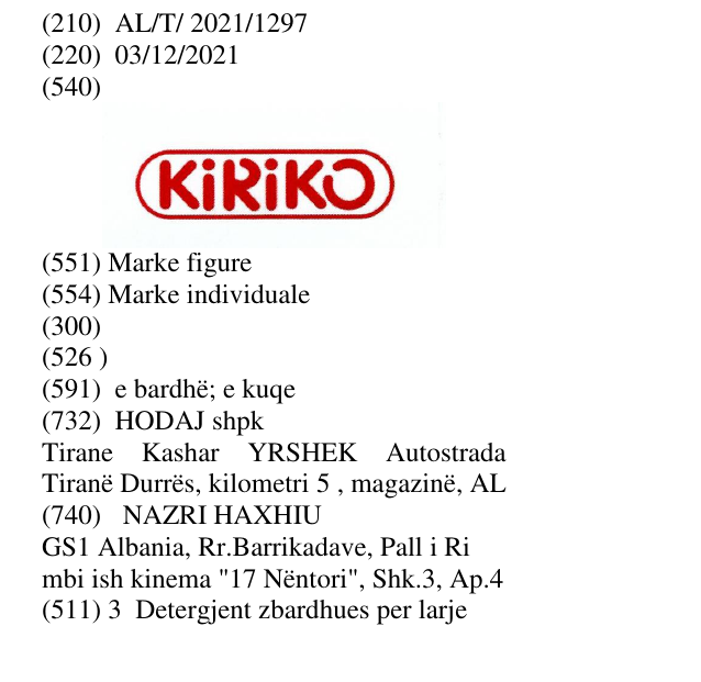 Zëri i markës KiRiKO në buletin
