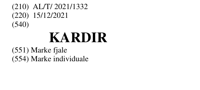 Zëri i markës KARDIR në buletin