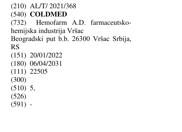 Zëri i markës COLDMED në buletin