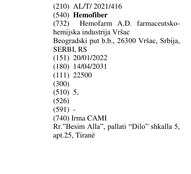 Zëri i markës Hemofiber në buletin