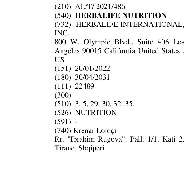 Zëri i markës HERBALIFE NUTRITION në buletin