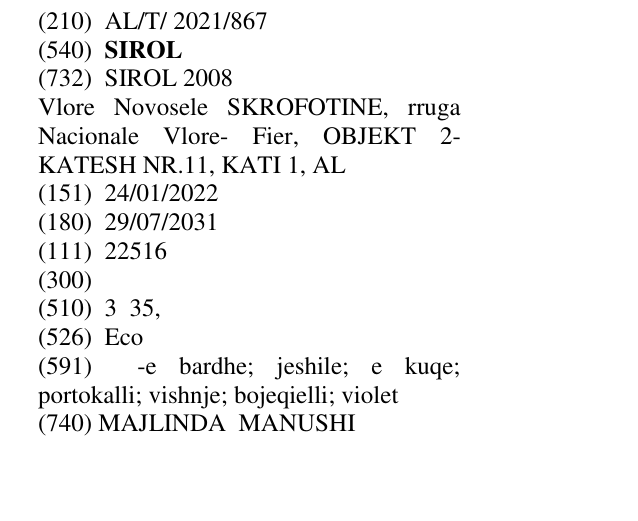 Zëri i markës SIROL në buletin