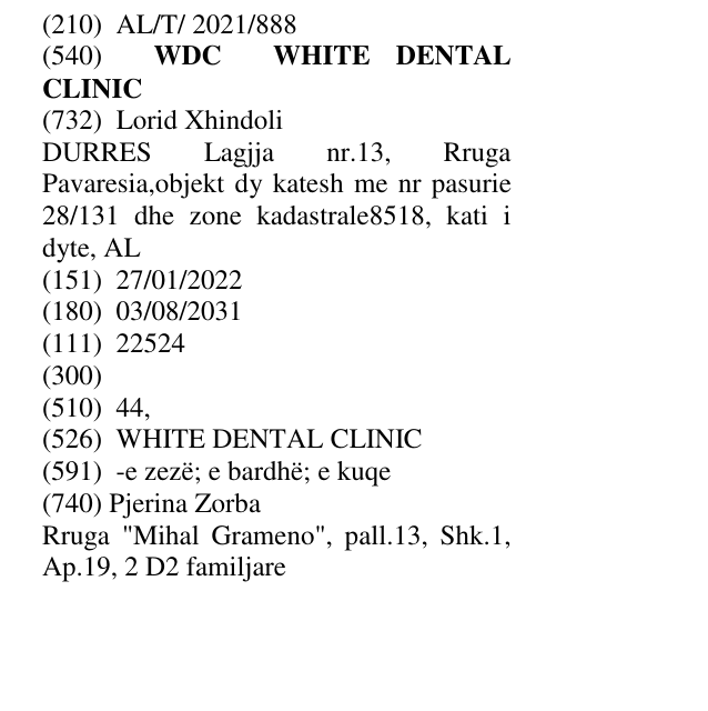 Zëri i markës WDC WHITE DENTAL CLINIC në buletin