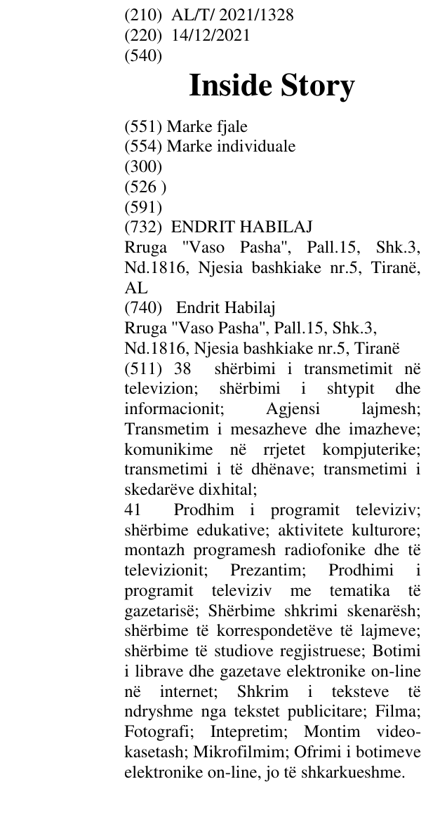 Zëri i markës Inside Story në buletin