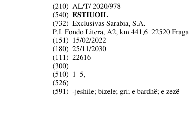 Zëri i markës ESTIUOIL në buletin