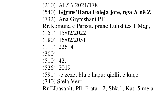 Zëri i markës Gjyms'Hana Foleja jote, nga A në Z prej 2019 në buletin
